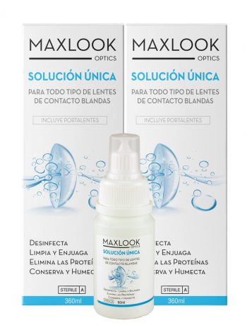 Maxlook Solución Única Para Lentes de Contacto Blandas Pack 2x360ml + 1x60ml