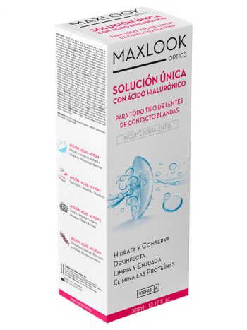 Maxlook Solución Única con Ácido Hialurónico Para Lentes de Contacto Blandas 360ml